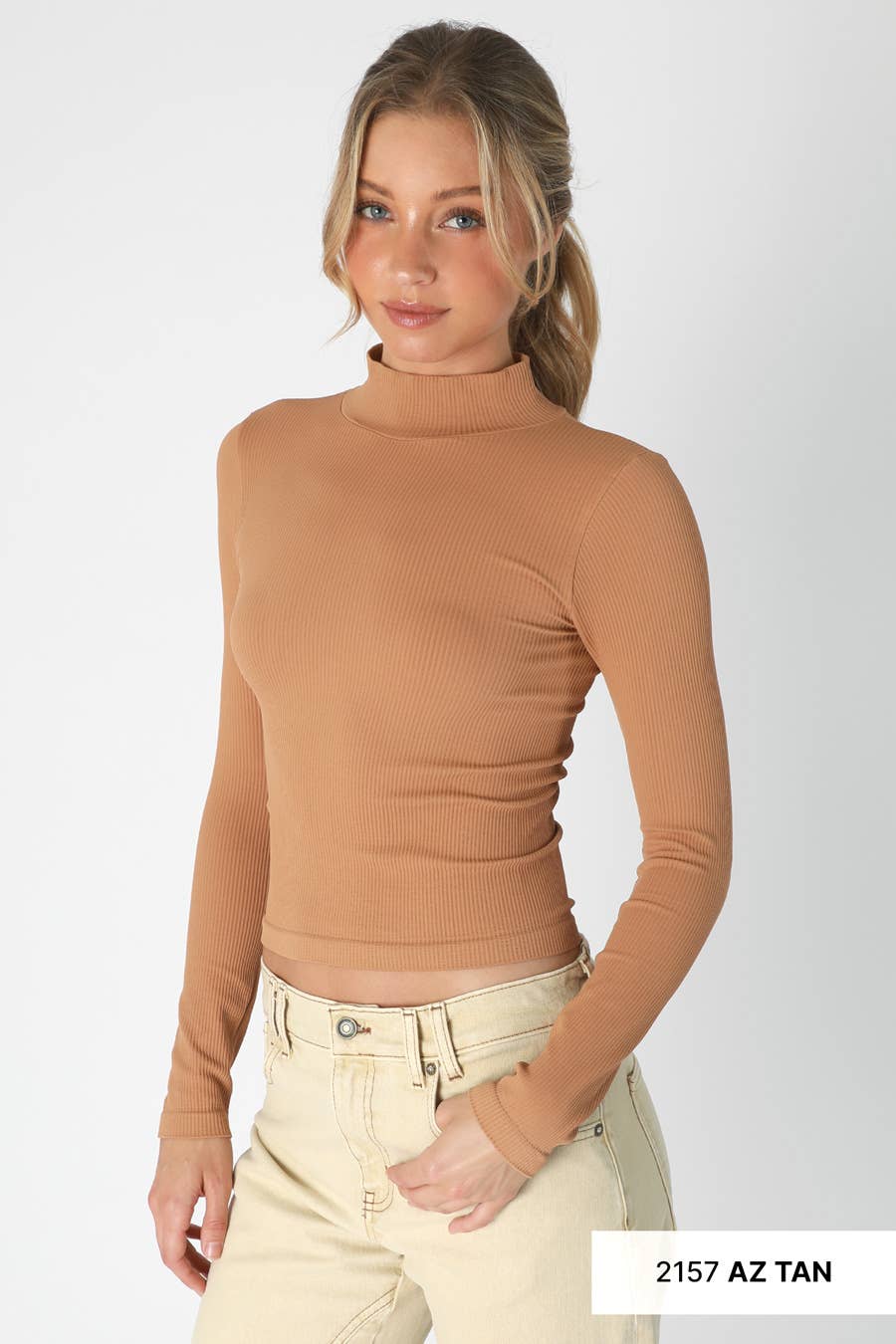 Ribbed Mock Neck Top