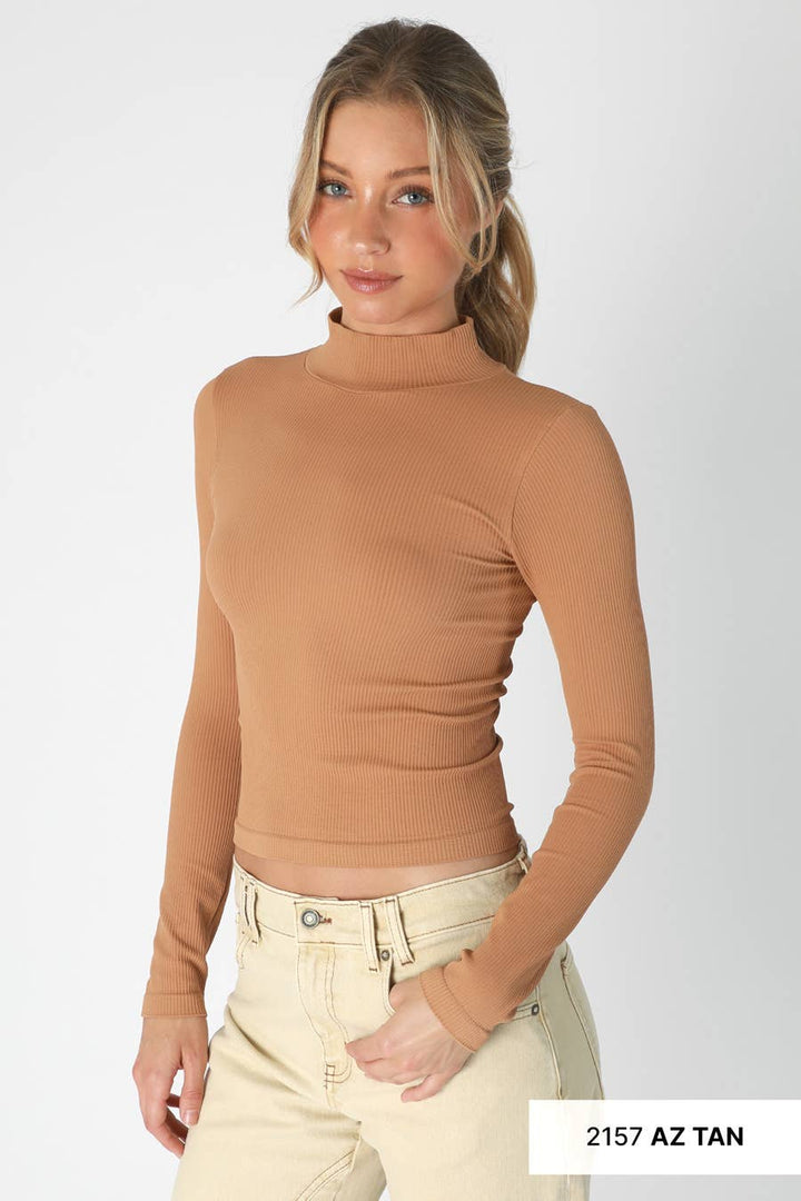 Ribbed Mock Neck Top