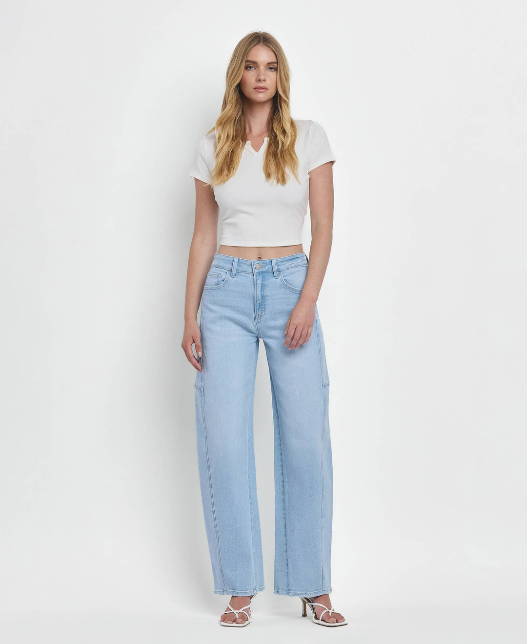 High Rise Light Wash Barrel Jeans