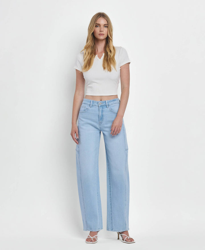 High Rise Light Wash Barrel Jeans