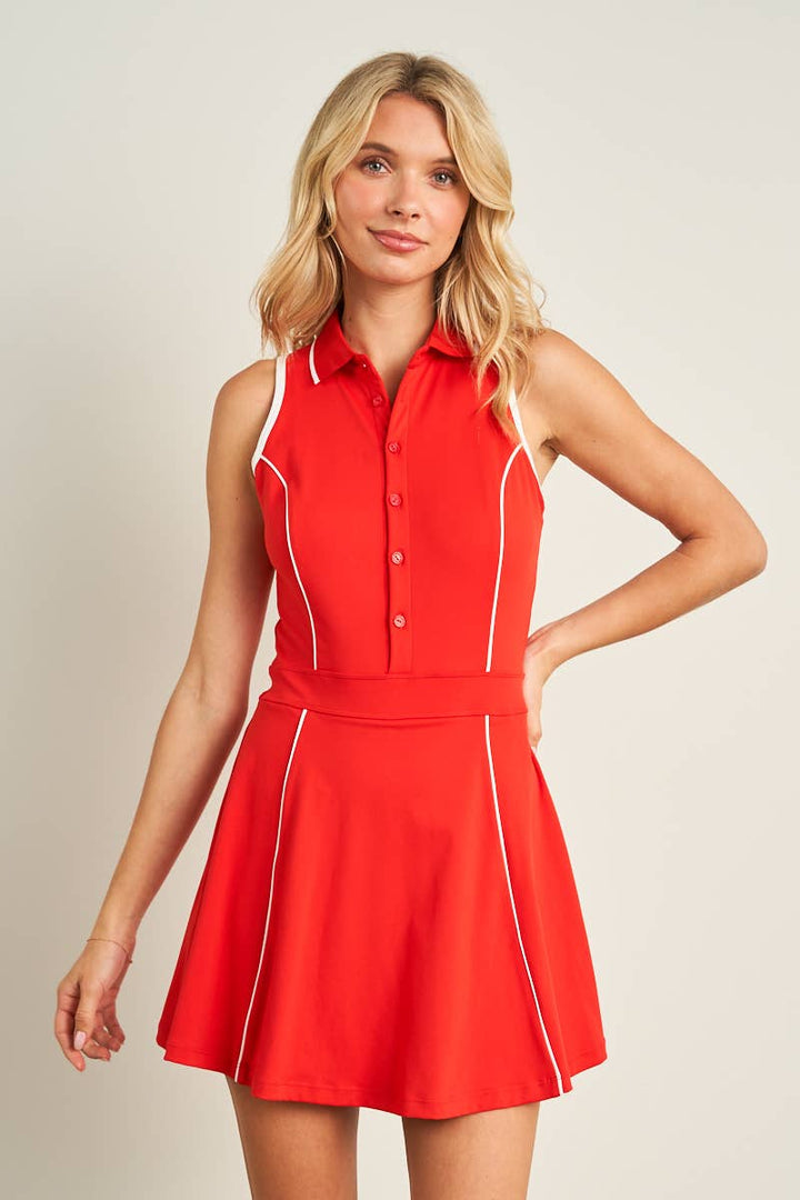 Contrast Piping Athletic Dress