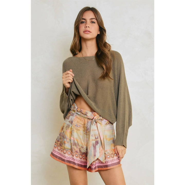 Border Print Belted Trouser Shorts
