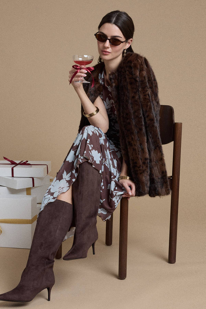 Mink Faux Fur Collarless Jacket