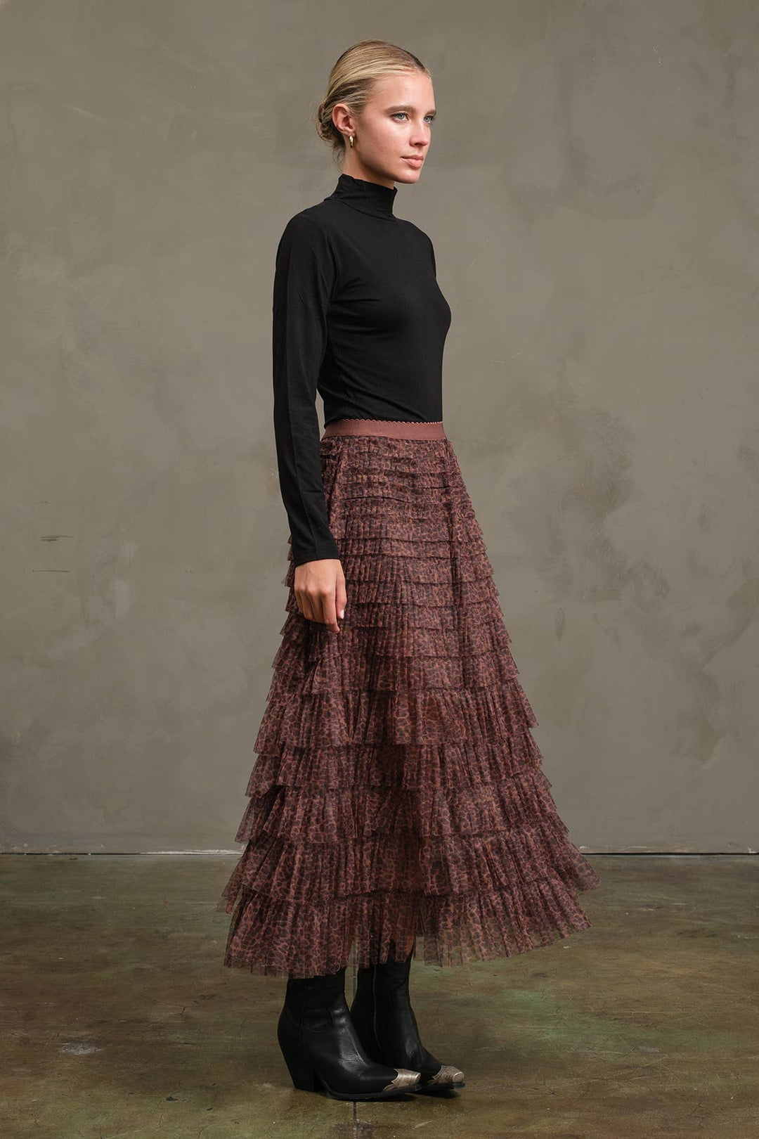 Mesh Leopard Maxi Skirt
