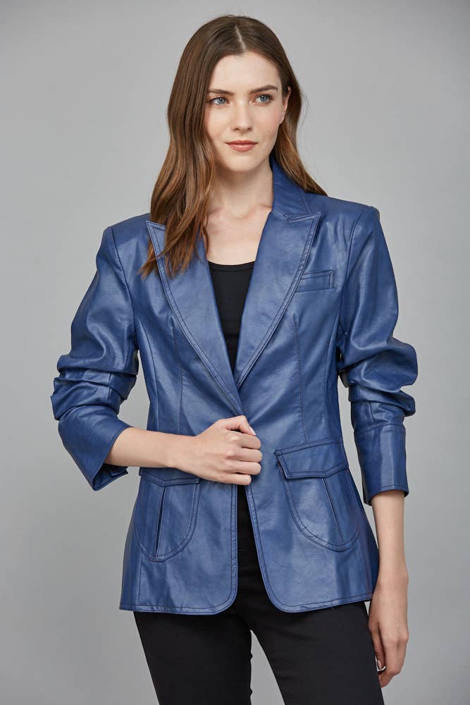 Faux Leather Blazer