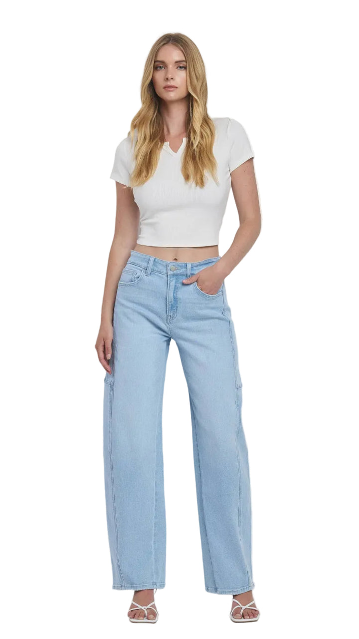 High Rise Light Wash Barrel Jeans
