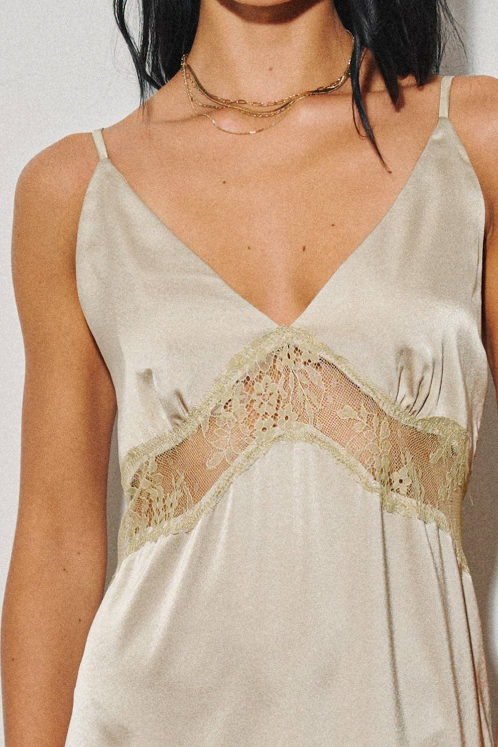 Satin and Lace Maxi Slip Dress