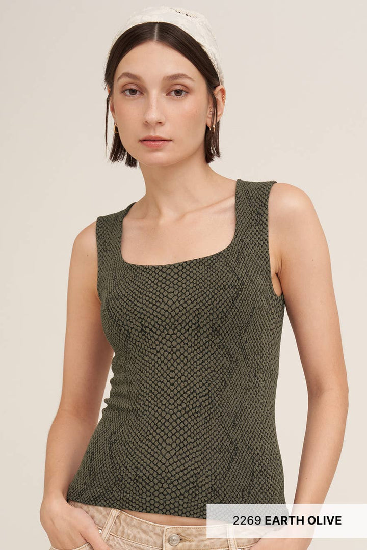 Snakeprint Square Neck Tank