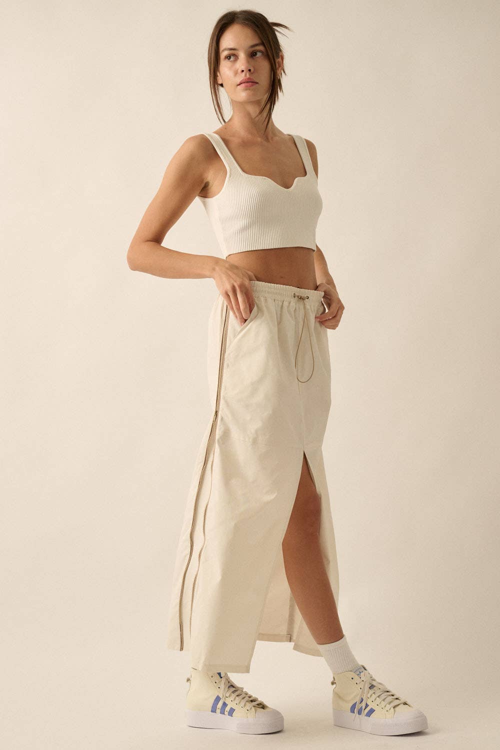 Drawstring Midi Skirt