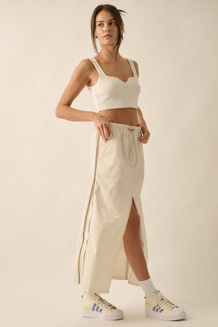 Drawstring Midi Skirt