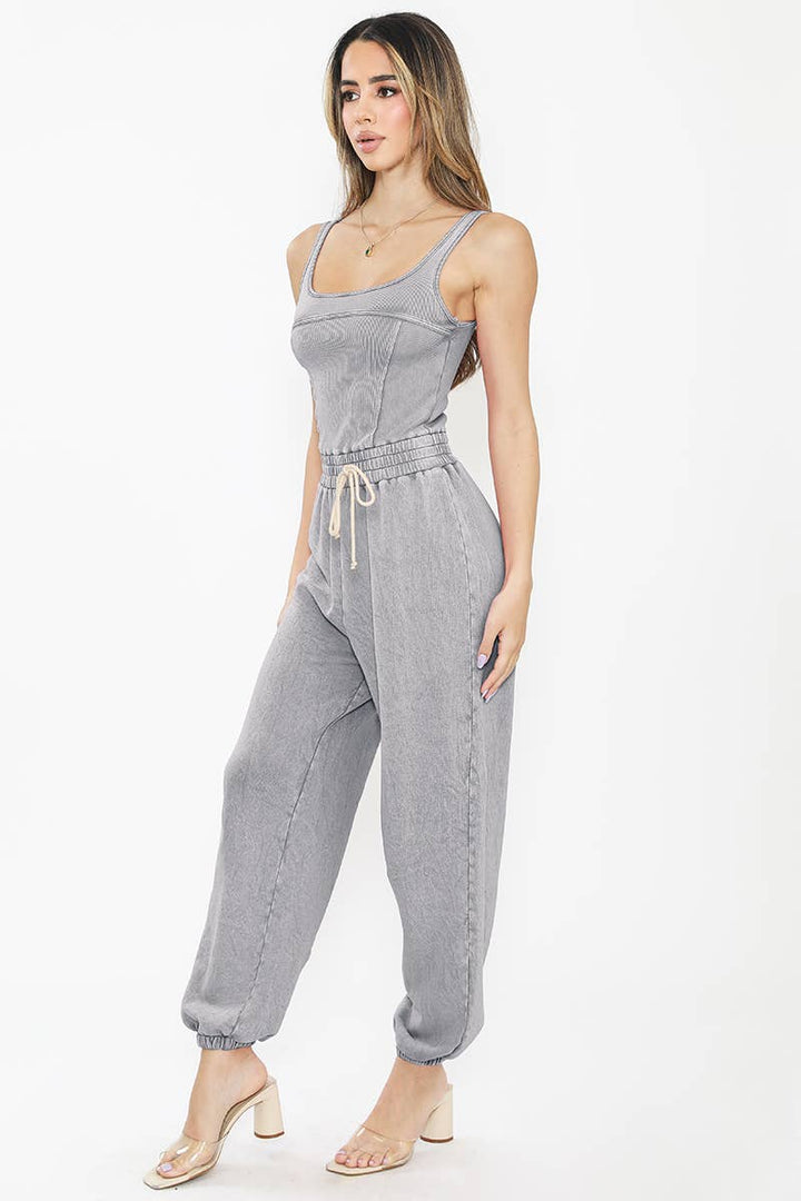 Mineral Washed Jogger Jumpsuit
