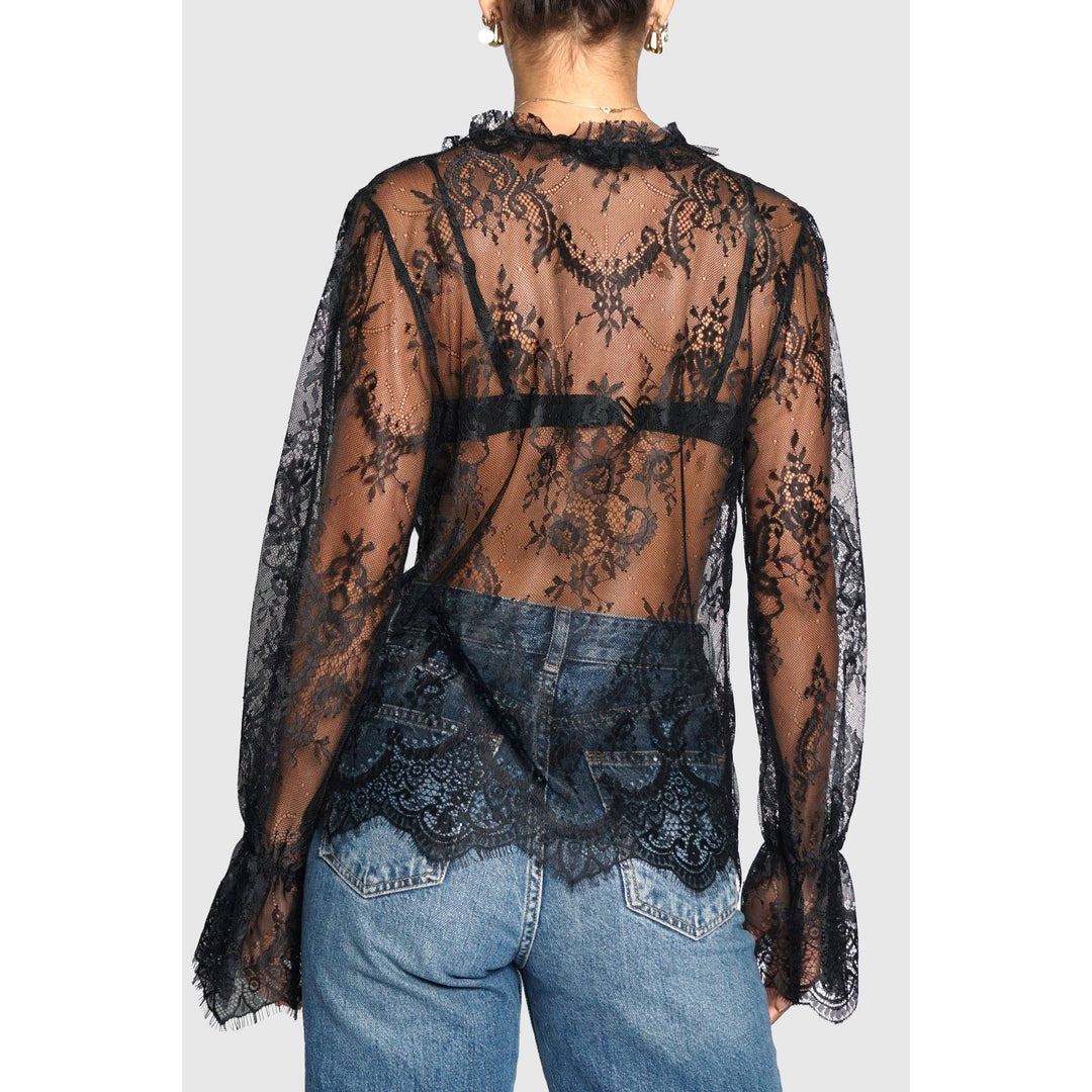 LACE TIE FRONT BLOUSE
