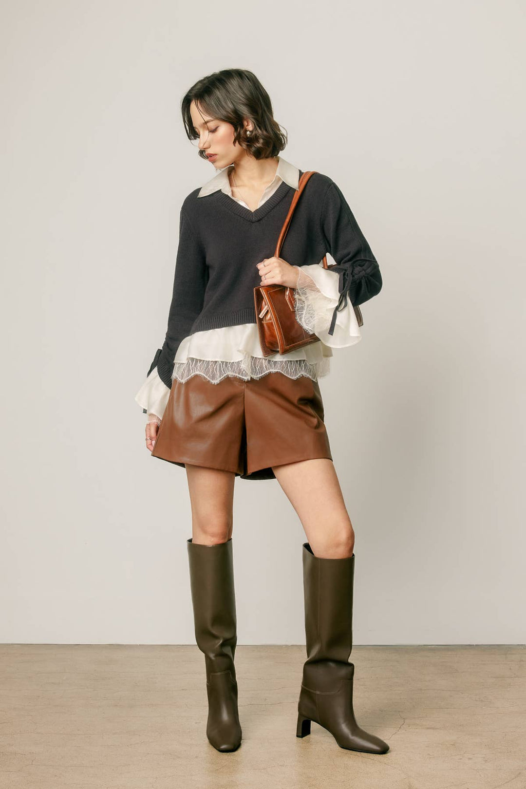 Shirley Satin & Lace Shirt Sweater