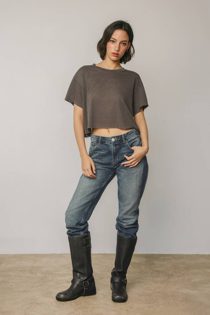 Cropped Raw Hem Tee