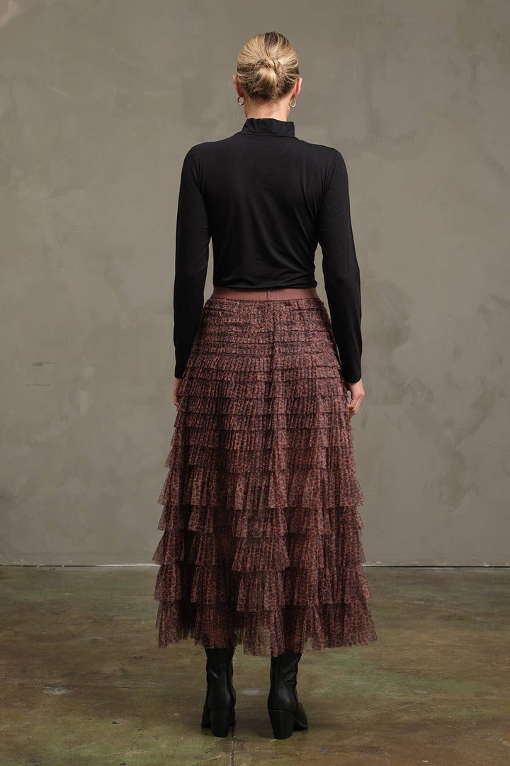 Mesh Leopard Maxi Skirt