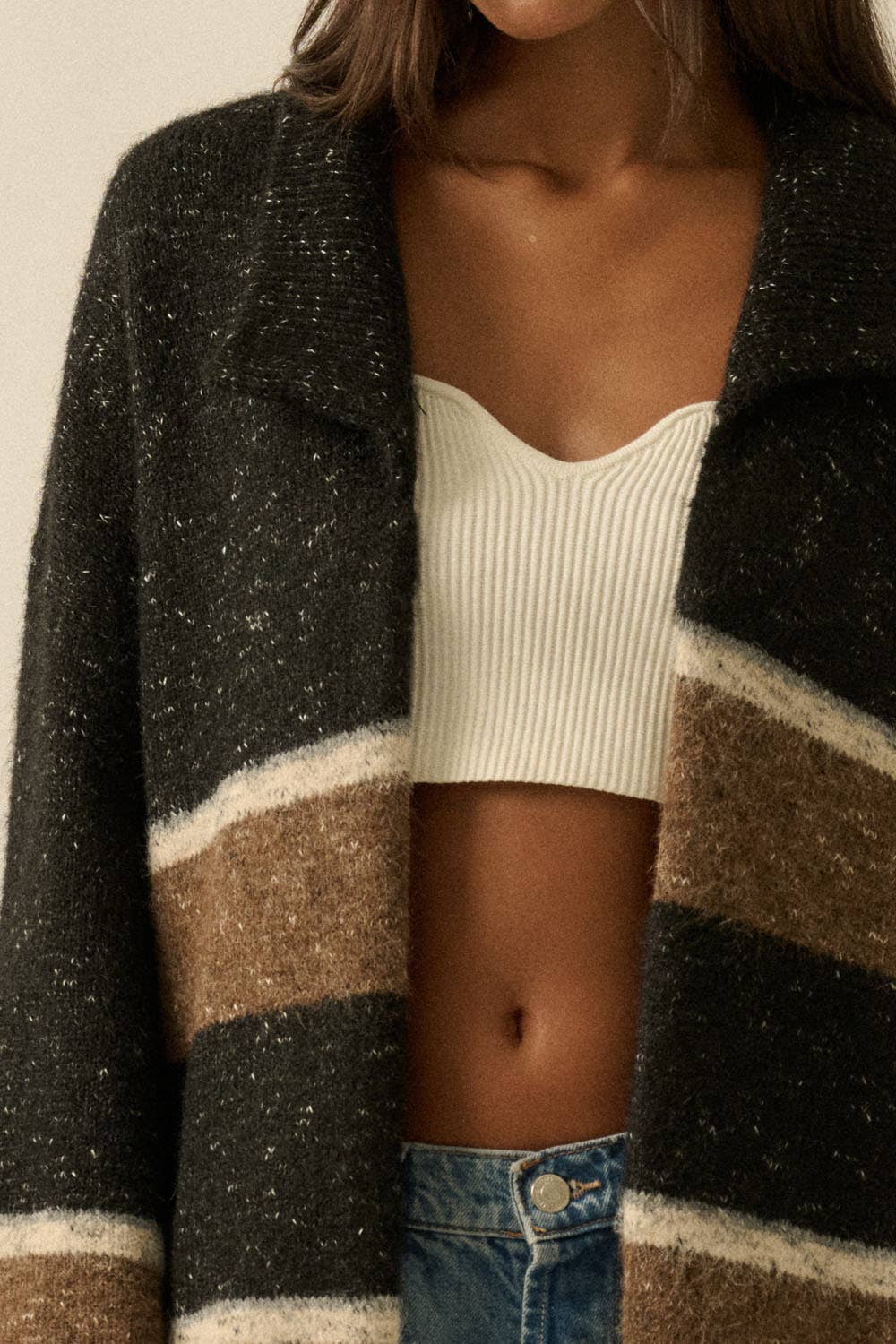 Oversized Color-Block Cardigan