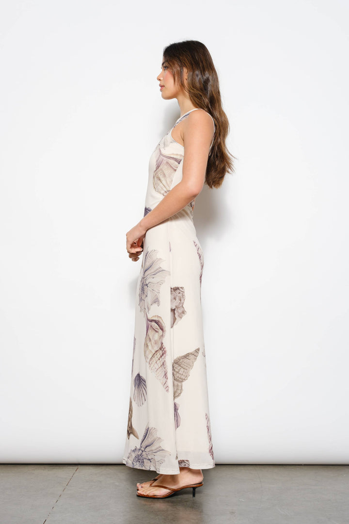 Oceana Print Mesh Maxi Dress