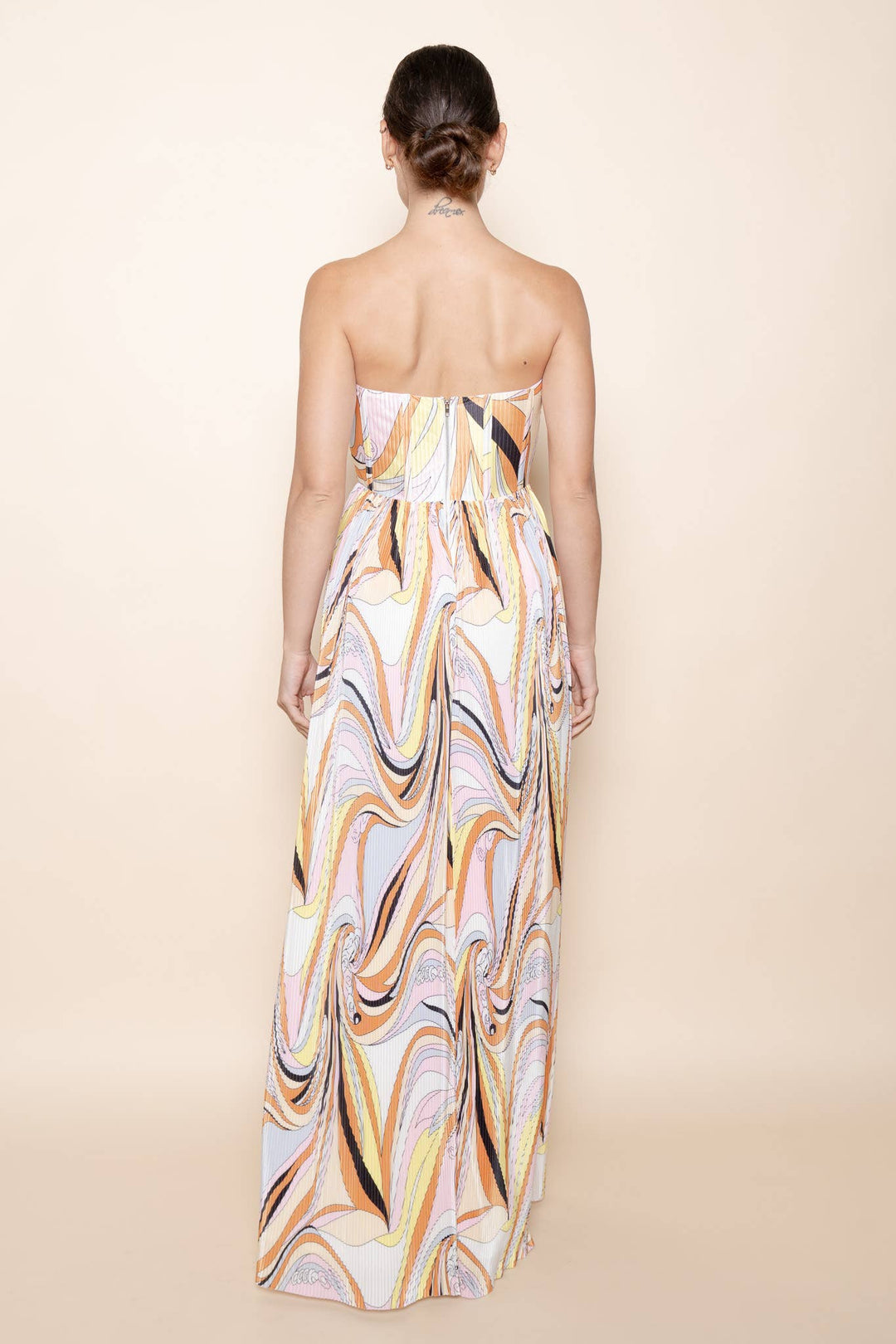Strapless Pleated Maxi Dress