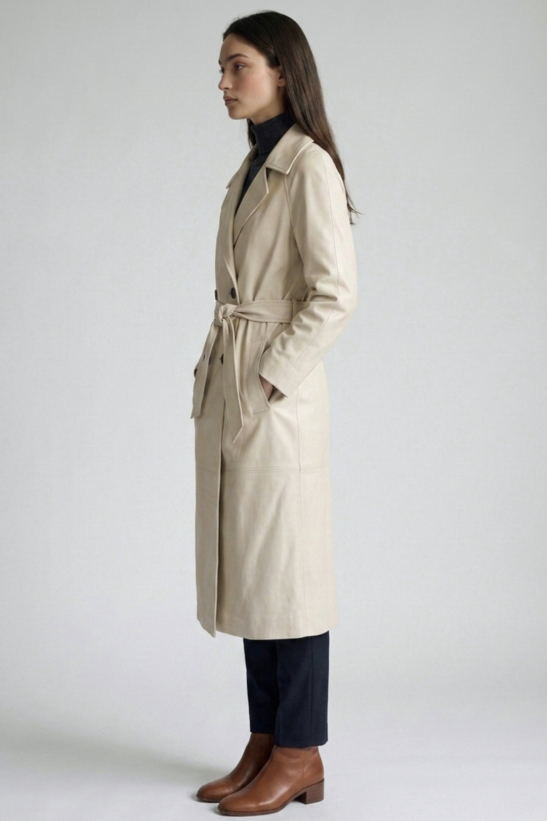 Leather trench coat