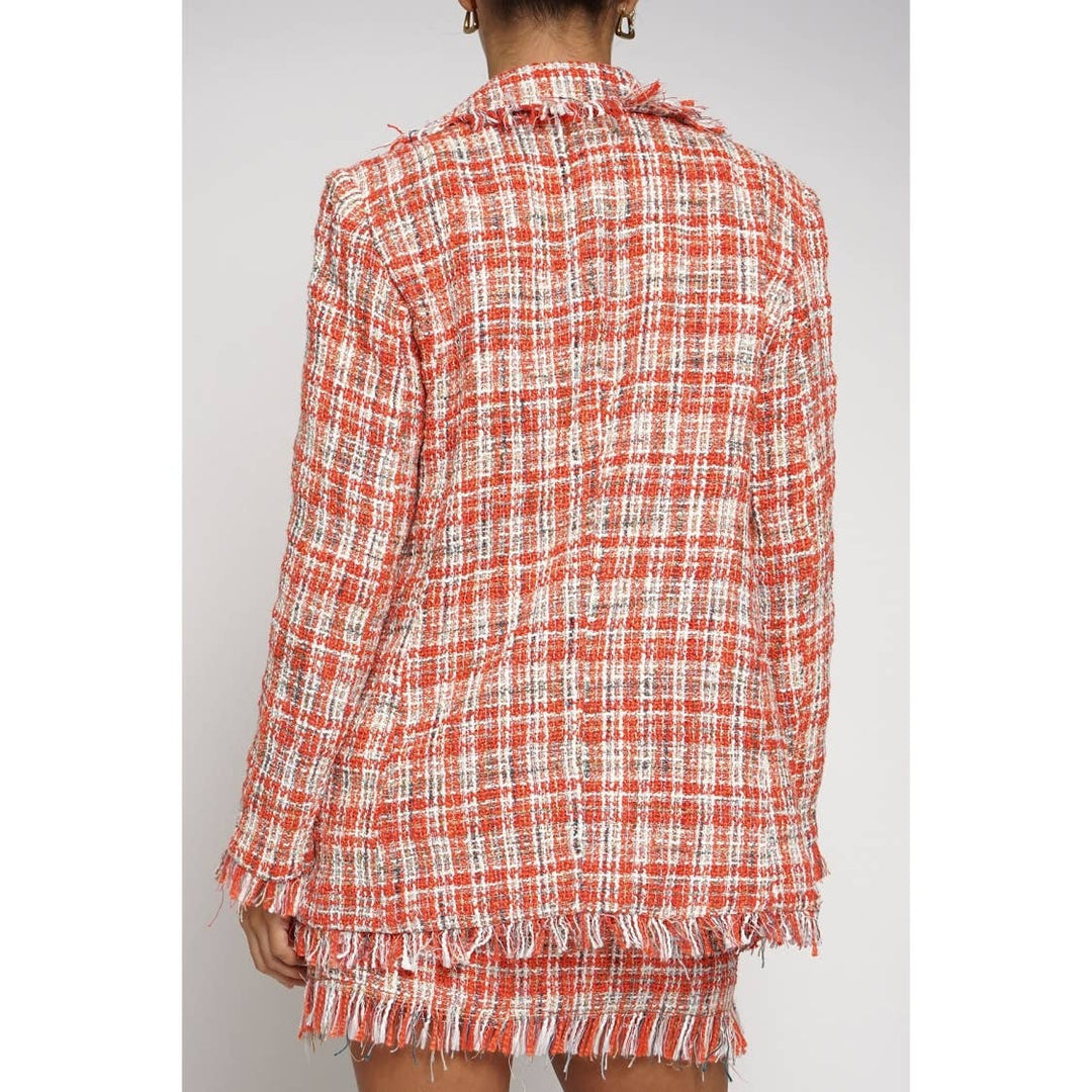 FRAYED EDGE BOUCLE BLAZER