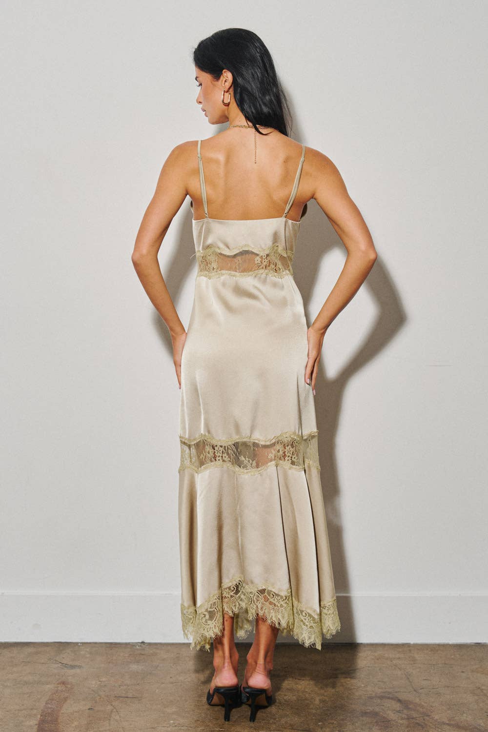 Satin and Lace Maxi Slip Dress