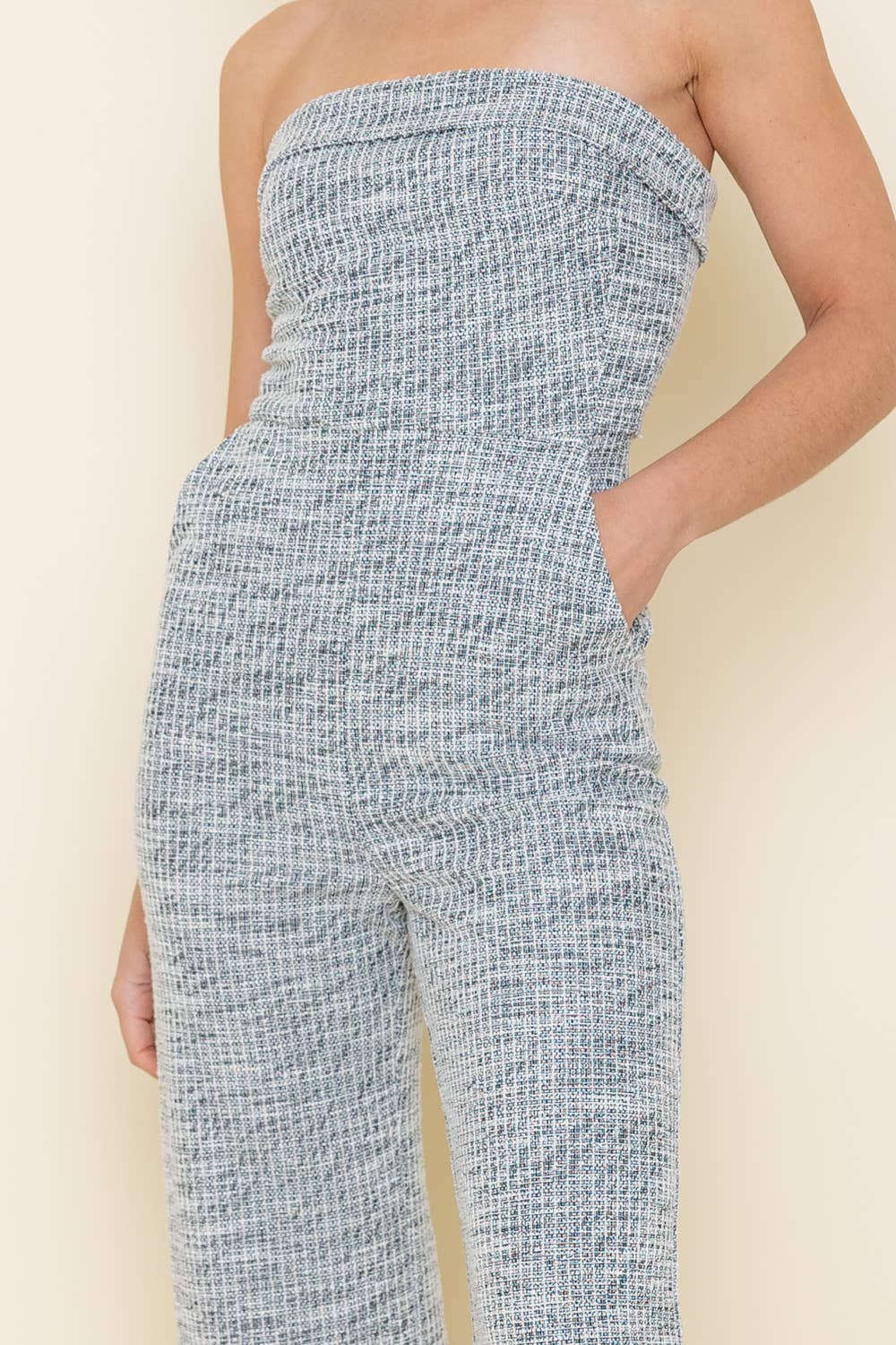 Spring Tweed Strapless Jumpsuit