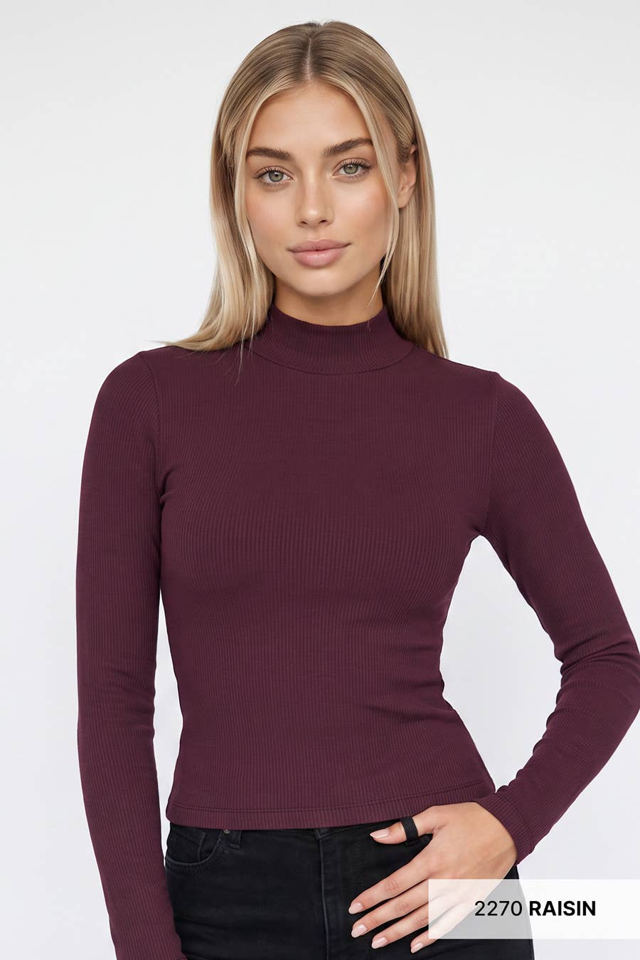 Ribbed Mock Neck Top