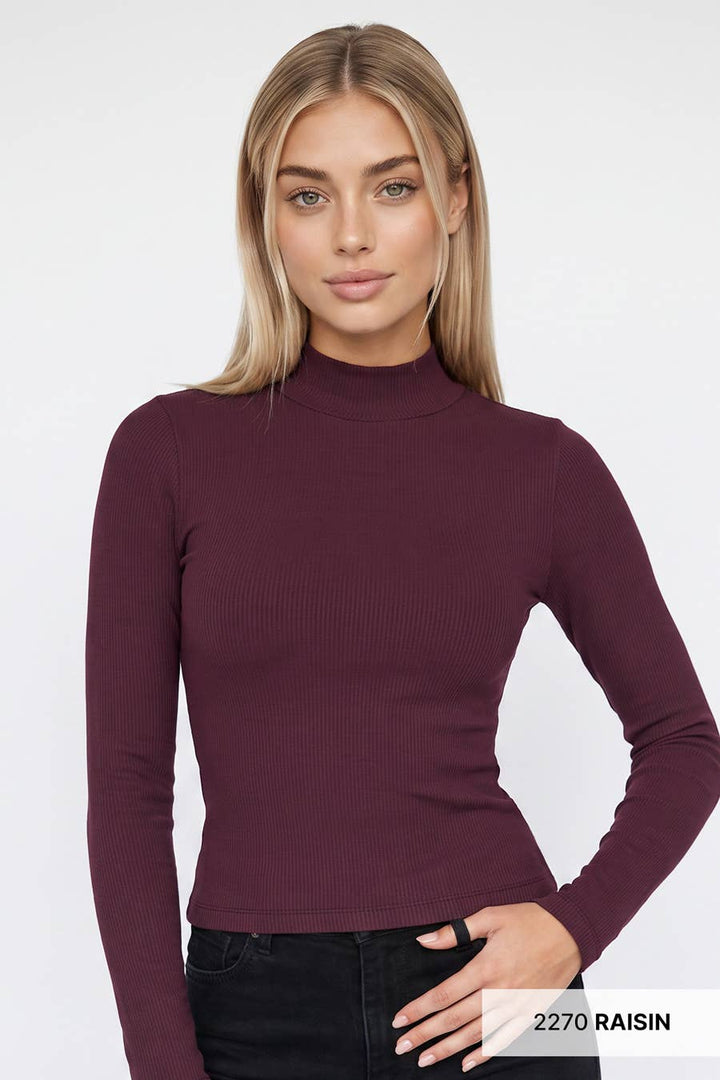 Ribbed Mock Neck Top