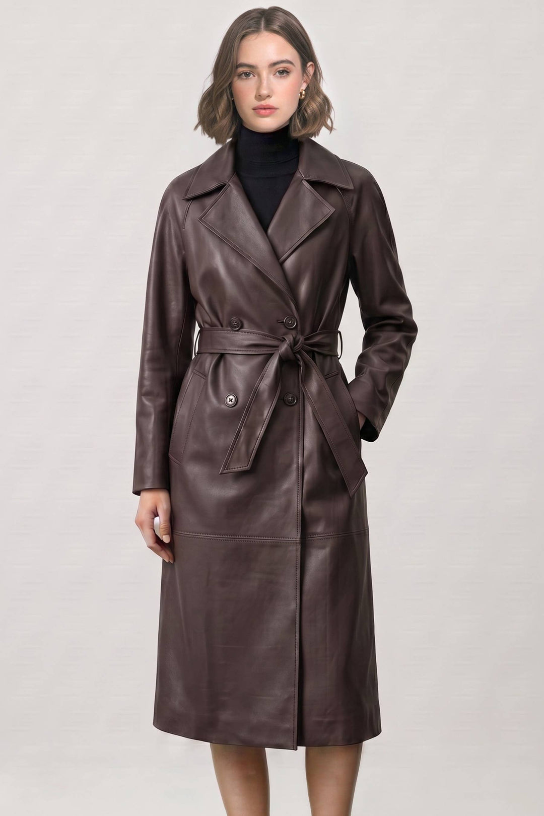 Leather trench coat