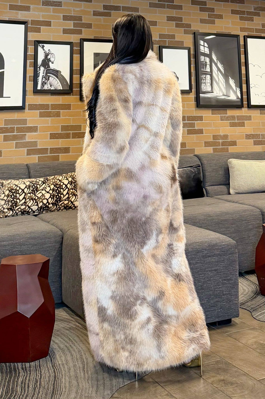 Animal Print Faux Fur Maxi Coat