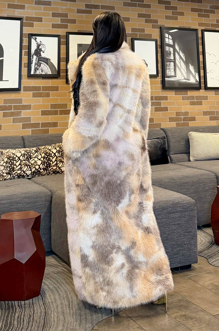 Animal Print Faux Fur Maxi Coat