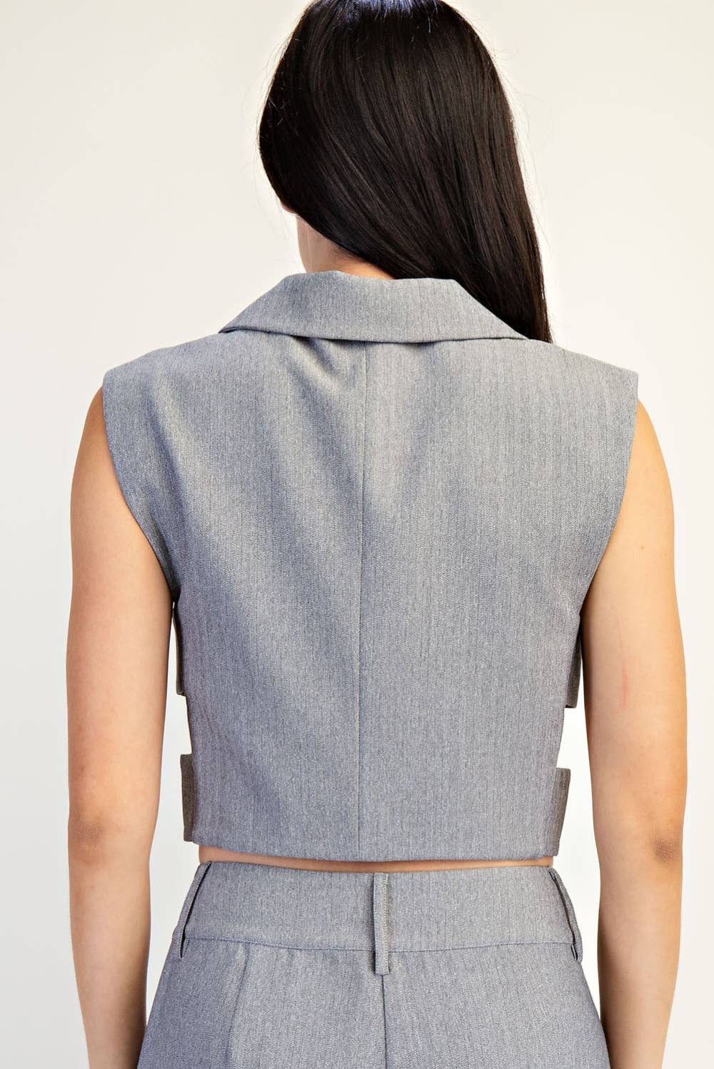 Herringbone Texture Woven Side Opened Vest