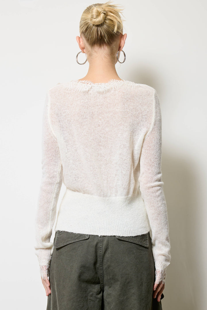 Eyelash Lace Trim Cardigan