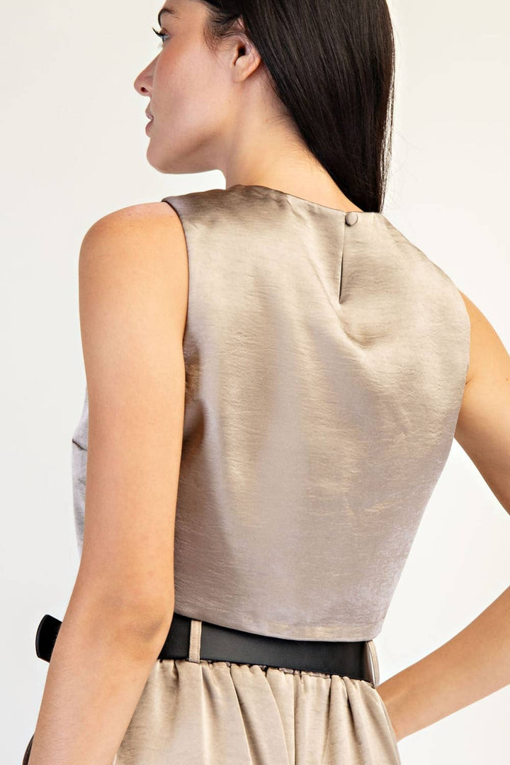 Textured Satin Wrap Top