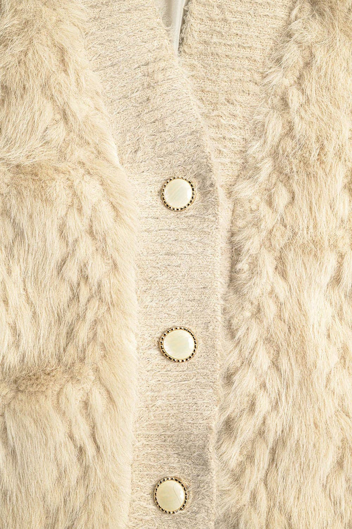 Cropped Jacket in beige in fine fur