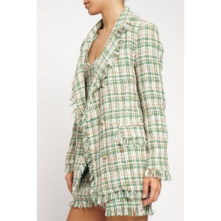 FRAYED EDGE BOUCLE BLAZER