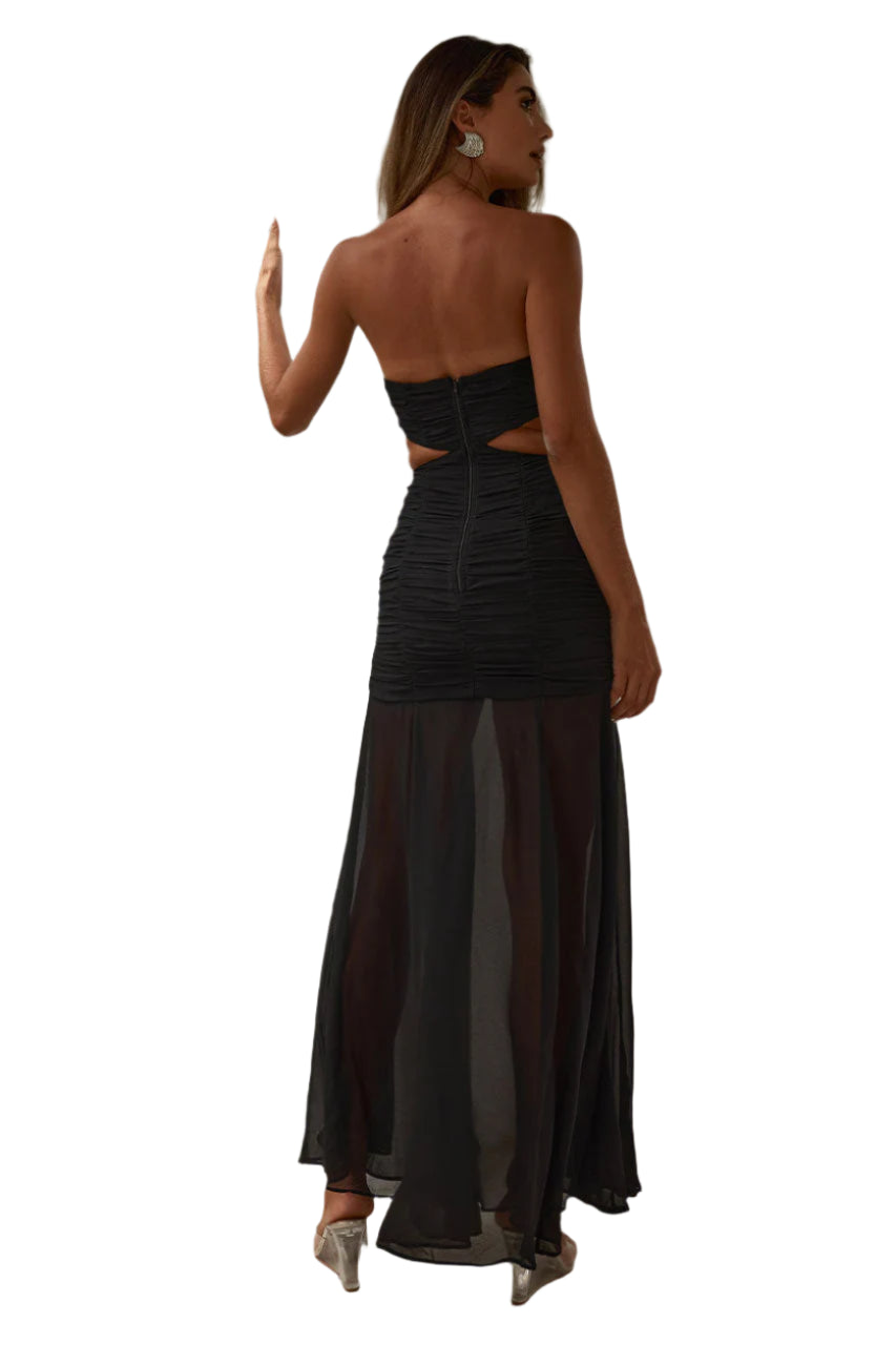 Ruched Ribbon Maxi Dress