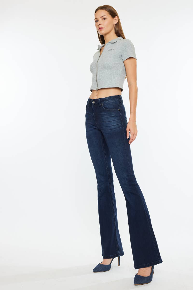 Mid-Rise Dark Flare Jeans