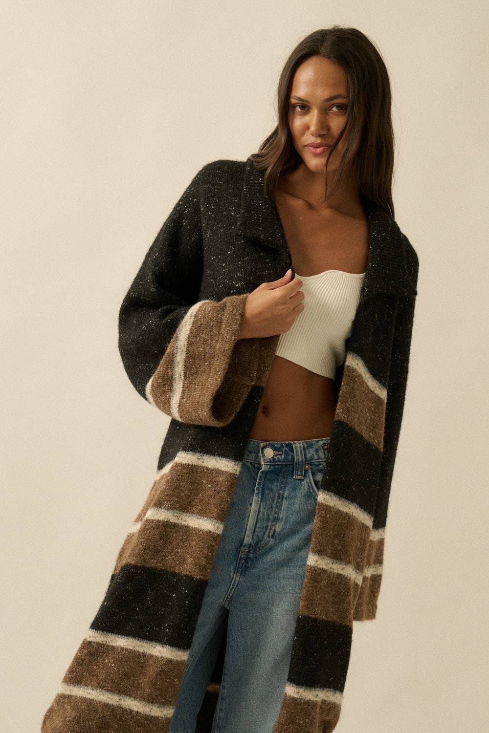 Oversized Color-Block Cardigan