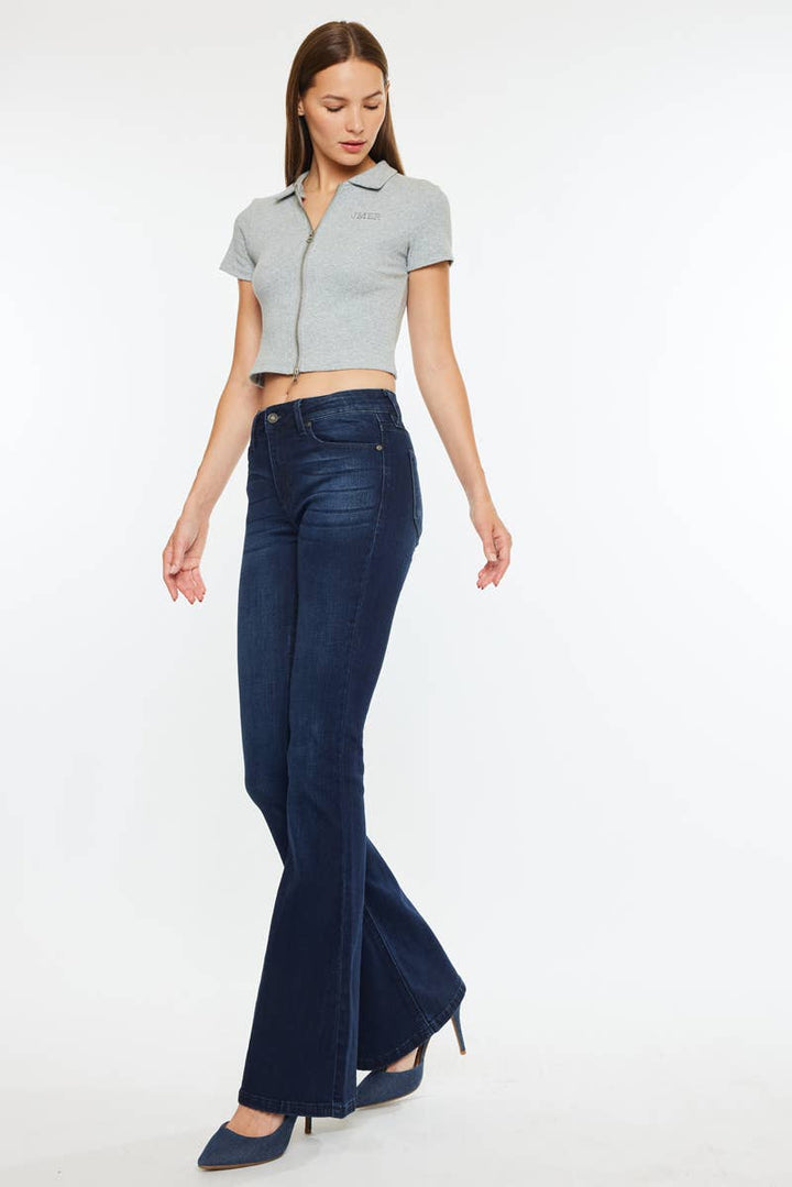 Mid-Rise Dark Flare Jeans