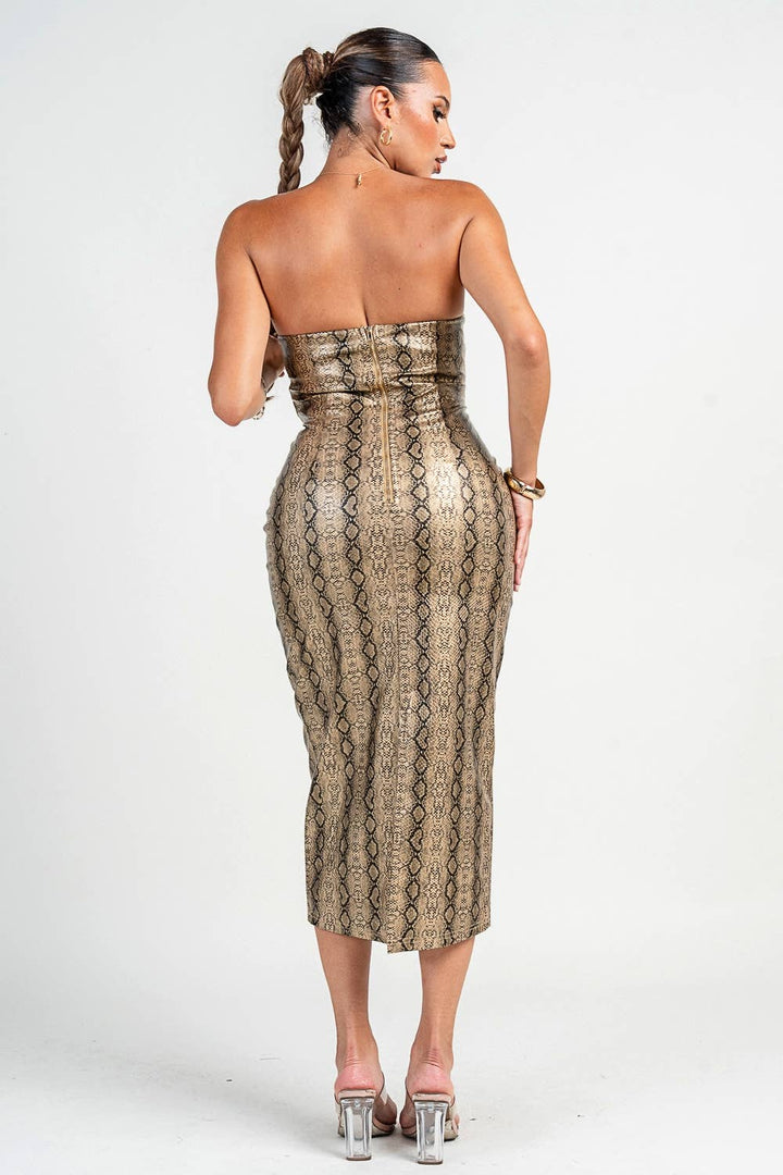 Connie CORSET SNAKE PRINT MIDI