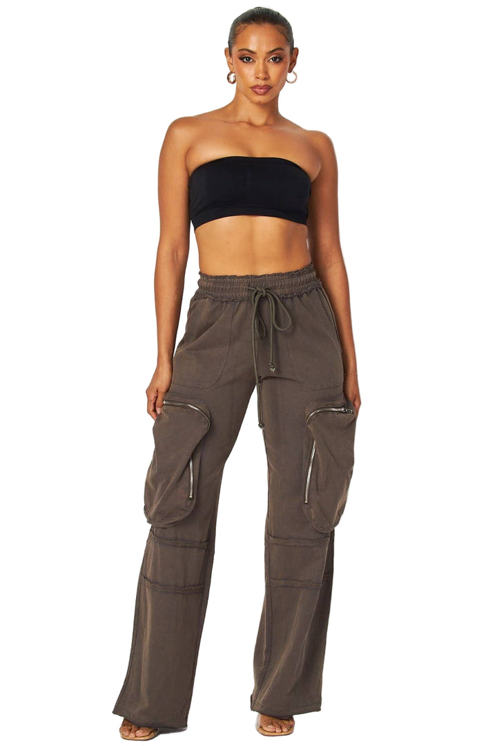 Knit Cargo Pocket Straight Leg Pants