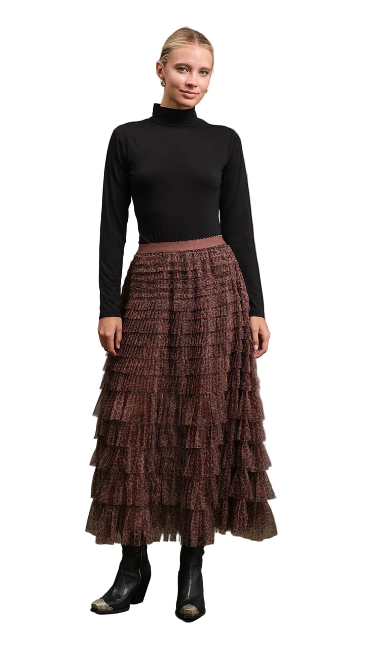 Mesh Leopard Maxi Skirt