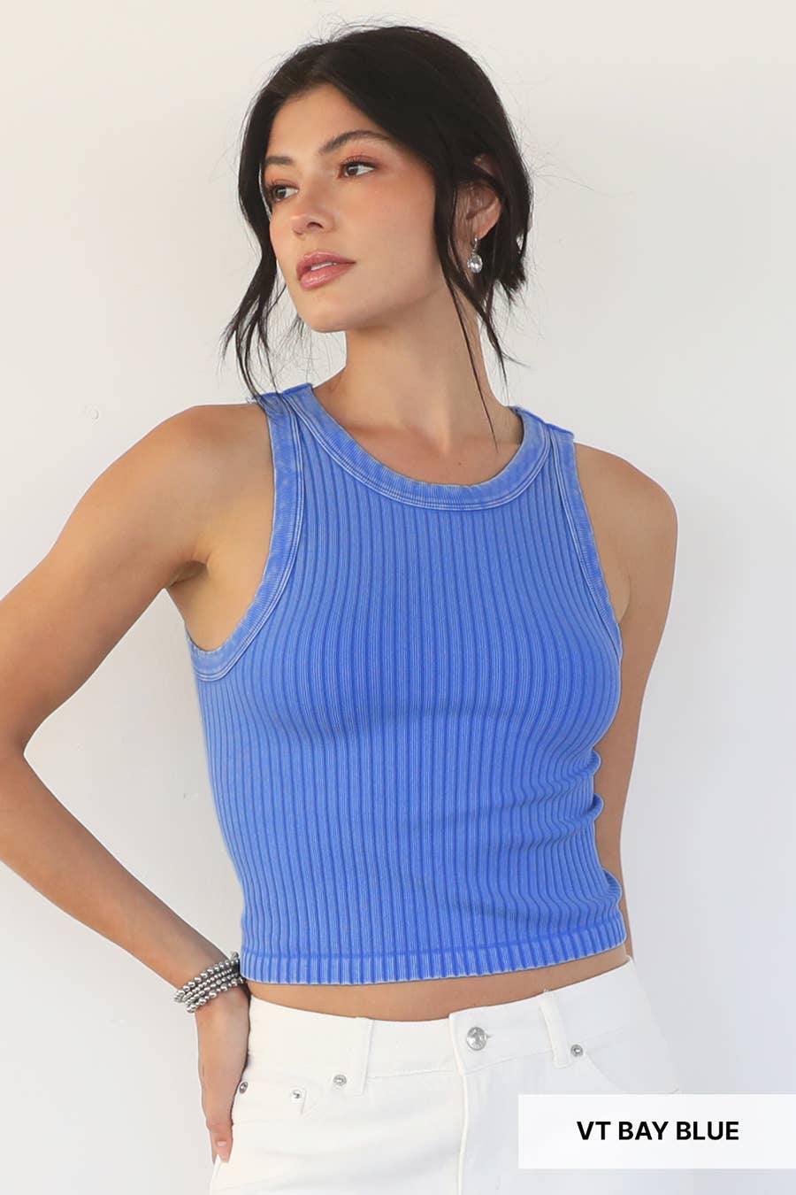 Washed Effect Ribbed Tank