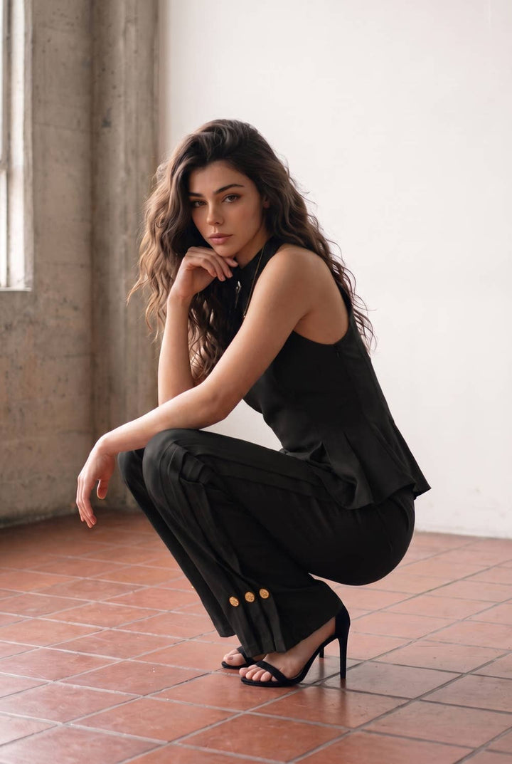 Sophie Tailored Trousers with Buttoned Pleat Cuffs