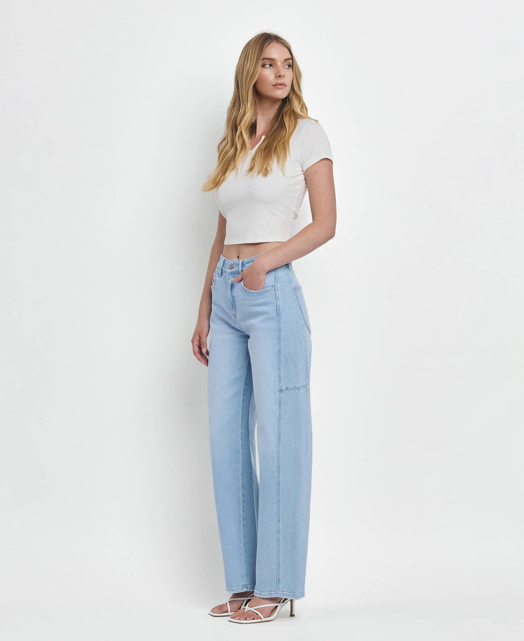 High Rise Light Wash Barrel Jeans