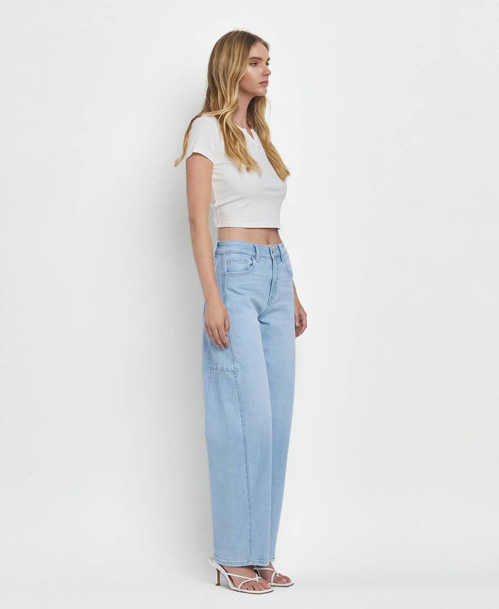 High Rise Light Wash Barrel Jeans