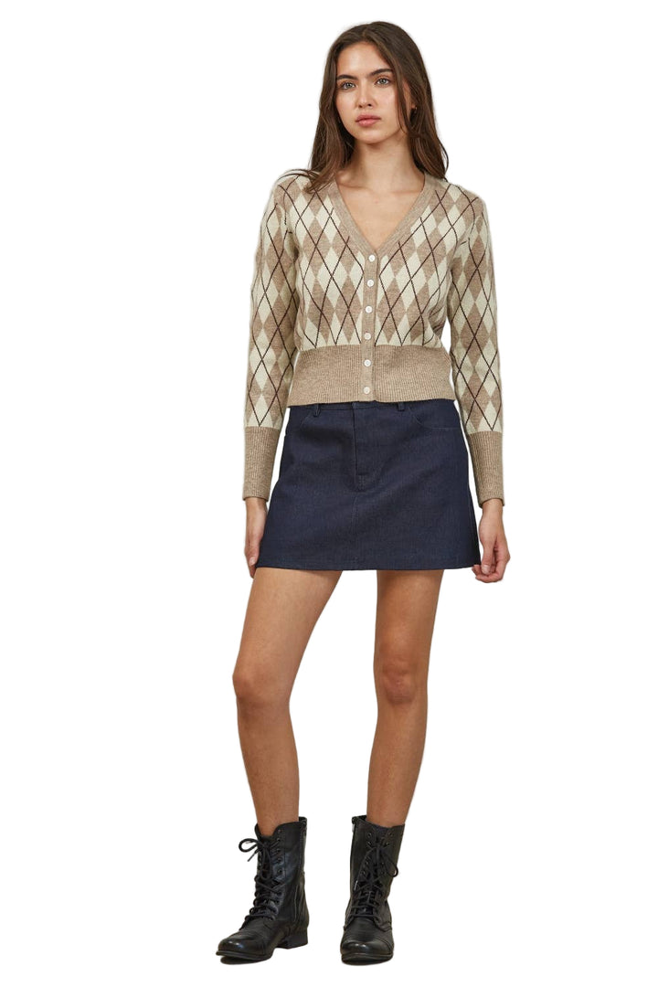 Argyle V-Neck Cardigan