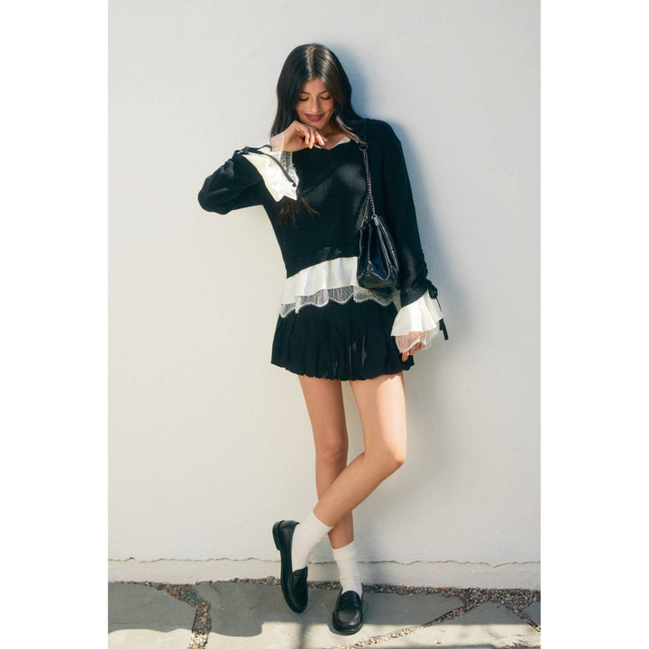 Shirley Satin & Lace Shirt Sweater