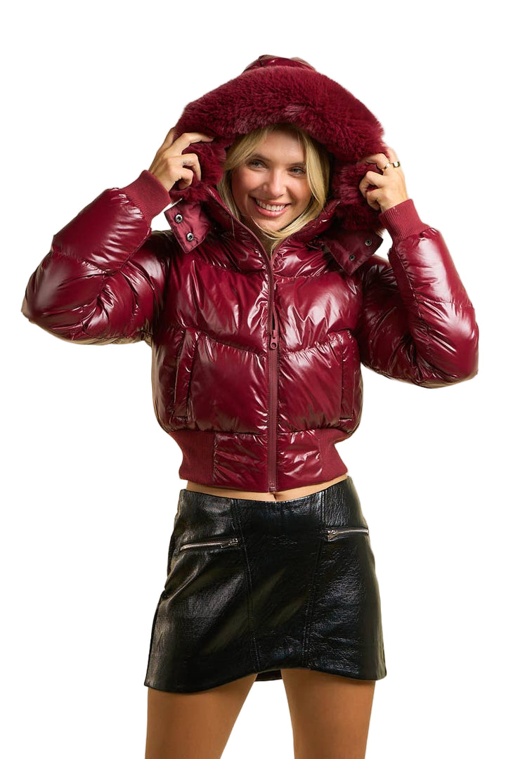 Puffer Jacket with Faux Fur Hood